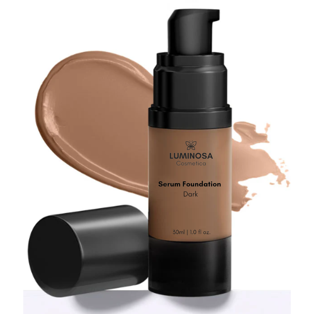 Serum Foundation in shade dark with airless pump.