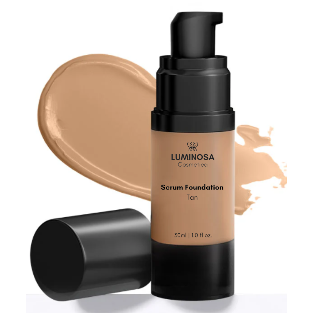 Serum Foundation in shade tan with airless pump.