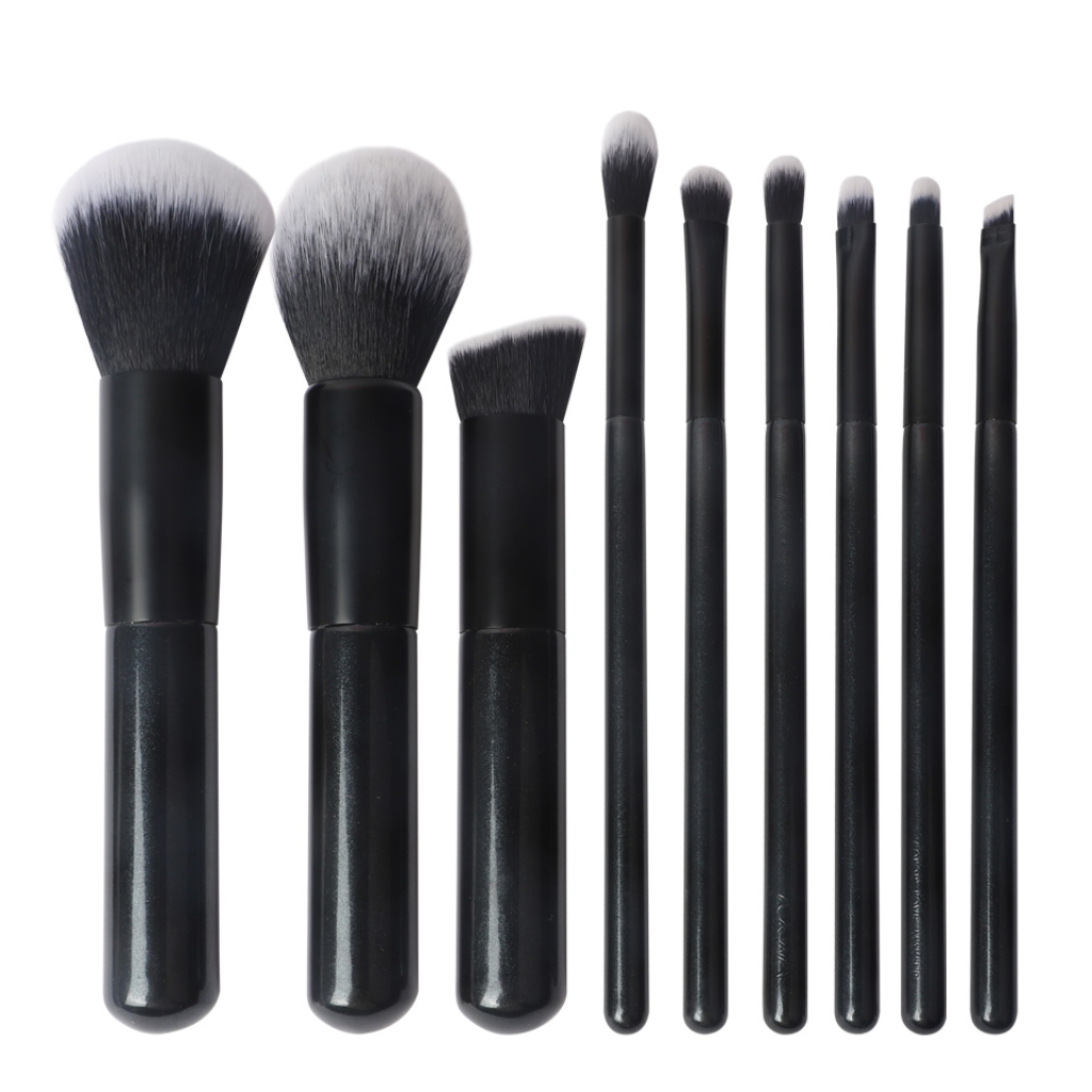 9 Piece Makeup Brush Set with synthetic bristles