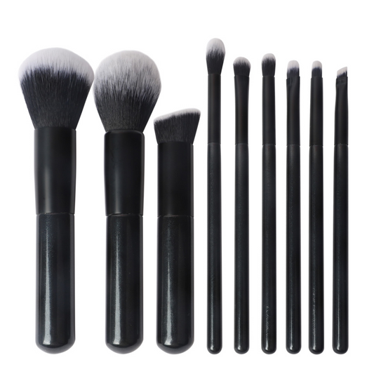 9 Piece Makeup Brush Set with synthetic bristles